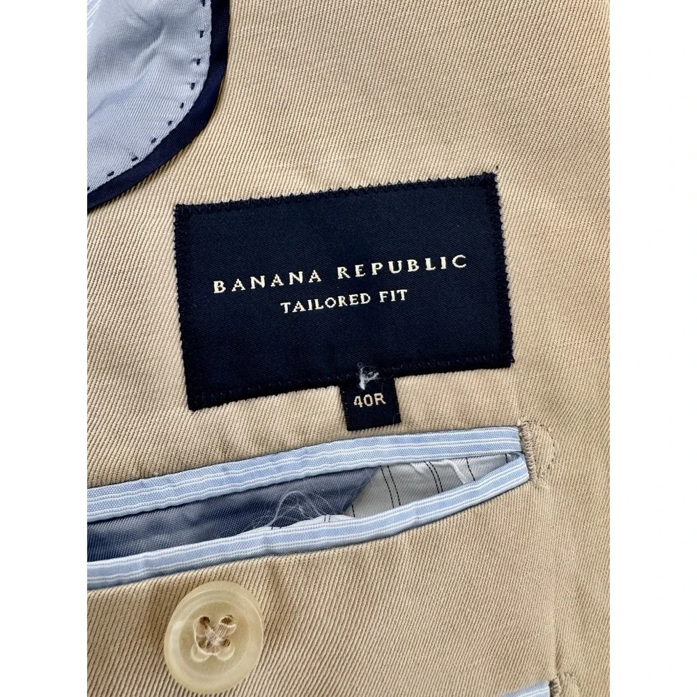 Banana Republic Tailored Fit Tan Blazer Jacket men's 42 R Linen Cotton Rush